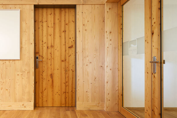 <p><strong>Porte avec huisserie EI30</strong><br />Huisserie métallique EI30, 1 vantail huisserie Design avec application bois.</p>